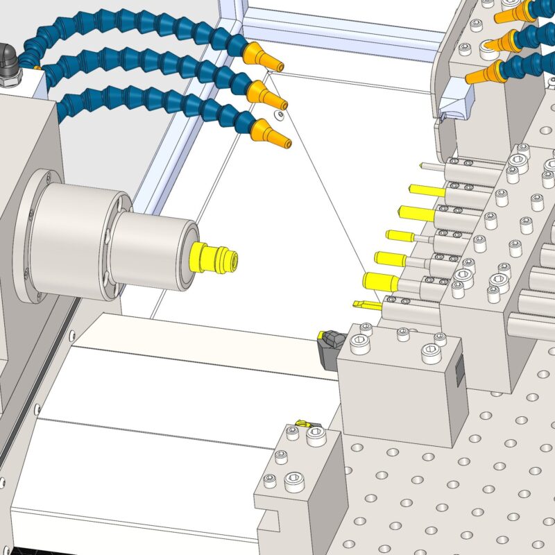 Tokarka CNC do krótkich elementów DYNA TURN-102 DynamiTech Pneumatyczny uchwyt zaciskowy do tulei zaciskowych 5C WOLSEN ZB