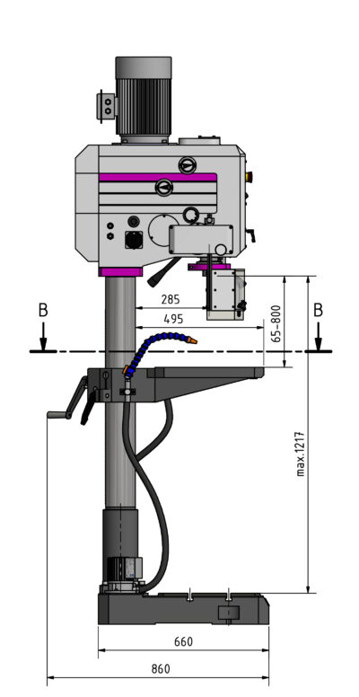 DH 35V Wiertarka z funkcja gwintowania i automatycznym posuwem pinoli OPTIMUM 400V Wolsen3034250 MZ 02 scaled