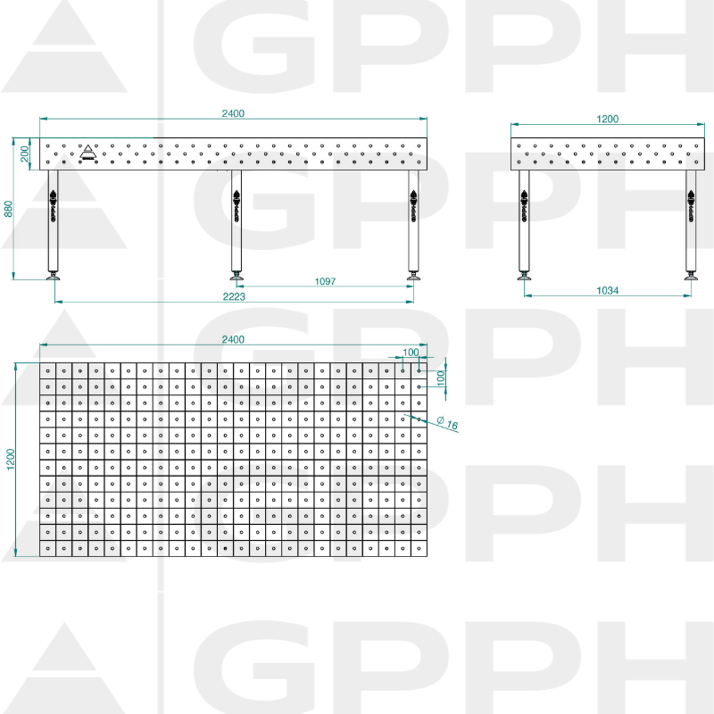 ECO Stol spawalniczy 2400x1200 GPPH 16 100x100 S TWT ECO 240x120 WOLSEN2