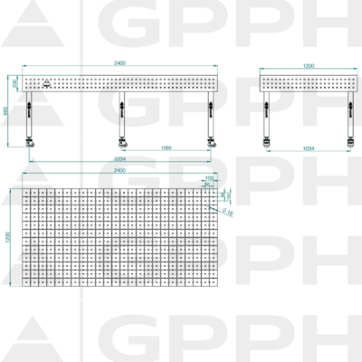 ECO Stol spawalniczy 2400x1200 GPPH 16 50x50 K TWT ECO 240x120 WOLSEN2