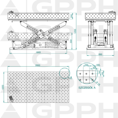 PLUS INOX Stol spawalniczy z regulowana wysokoscia Dotacja ZUS 2000x1000 GPPH 16 100x100 XWT INOX PLUS 200x100 WOLSEN2