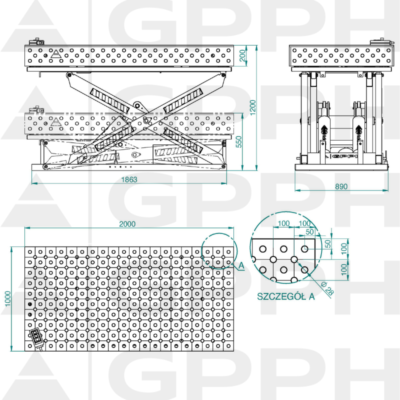 PLUS INOX Stol spawalniczy z regulowana wysokoscia Dotacja ZUS 2000x1000 GPPH 28 DIAG XWT INOX PLUS 200x100 WOLSEN2