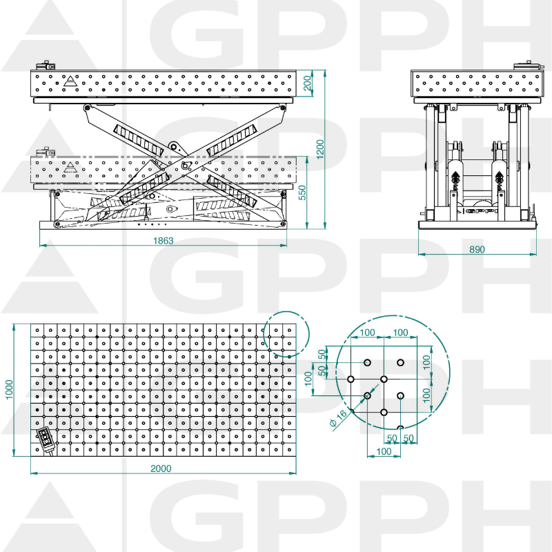 PLUS Stol spawalniczy z regulowana wysokoscia Dotacja ZUS 2000x1000 GPPH 16 DIAG XWT PLUS 200x100 WOLSEN2 1