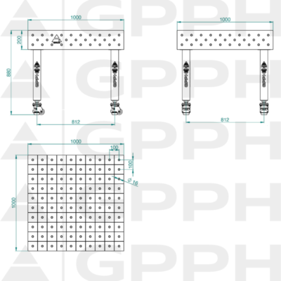 PLUS Stol spawalniczy 1000x1000 GPPH 16 100x100 K TWT PLUS 100x100 WOLSEN2 1