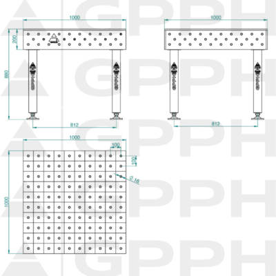 PLUS Stol spawalniczy 1000x1000 GPPH 16 100x100 S TWT PLUS 100x100 WOLSEN2 1