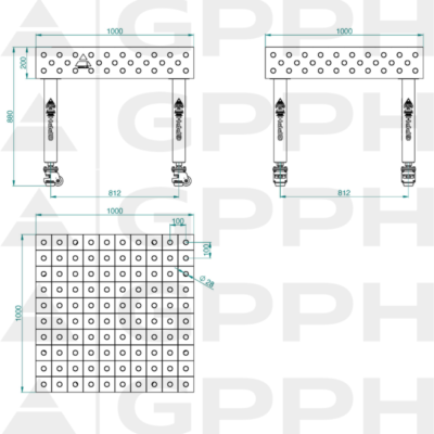 PLUS Stol spawalniczy 1000x1000 GPPH 28 100x100 K TWT PLUS 100x100 WOLSEN2 1