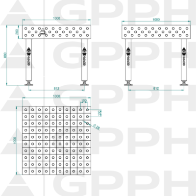 PLUS Stol spawalniczy 1000x1000 GPPH 28 100x100 S TWT PLUS 100x100 WOLSEN2 1