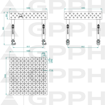 PLUS Stol spawalniczy 1000x1000 GPPH 28 DIAG K TWT PLUS 100x100 WOLSEN2 1