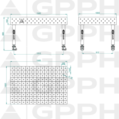 PLUS Stol spawalniczy 1000x1500 GPPH 16 100x100 K TWT PLUS 150x100 WOLSEN2 1