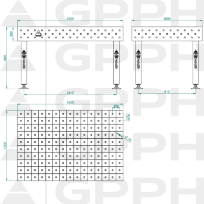 PLUS Stol spawalniczy 1000x1500 GPPH 16 100x100 S TWT PLUS 150x100 WOLSEN2