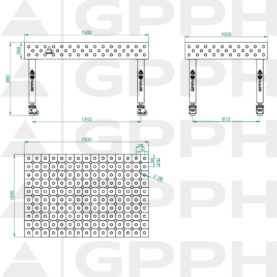 PLUS Stol spawalniczy 1000x1500 GPPH 28 DIAG K TWT PLUS 150x100 WOLSEN2 1