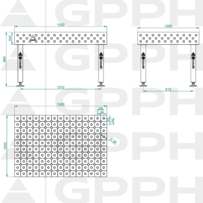 PLUS Stol spawalniczy 1000x1500 GPPH 28 DIAG S TWT PLUS 150x100 WOLSEN2 1