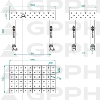 PLUS Stol spawalniczy 1000x600 GPPH 16 100x100 K TWT PLUS 100x60 WOLSEN2 2