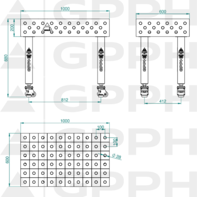 PLUS Stol spawalniczy 1000x600 GPPH 28 100x100 K TWT PLUS 100x60 WOLSEN2 1