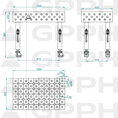 PLUS Stol spawalniczy 1000x600 GPPH 28 DIAG K TWT PLUS 100x60 WOLSEN2 1