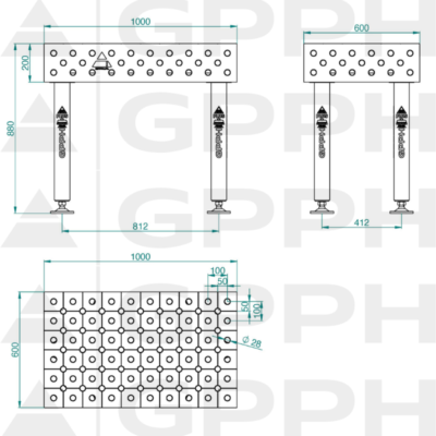 PLUS Stol spawalniczy 1000x600 GPPH 28 DIAG S TWT PLUS 100x60 WOLSEN2 1