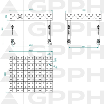 PLUS Stol spawalniczy 1200x1000 GPPH 28 100x100 K TWT PLUS 120x100 WOLSEN2 1