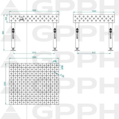 PLUS Stol spawalniczy 1200x1000 GPPH 28 100x100 S TWT PLUS 120x100 WOLSEN2 2