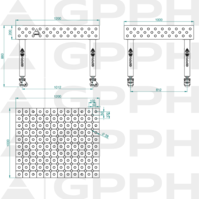 PLUS Stol spawalniczy 1200x1000 GPPH 28 DIAG K TWT PLUS 120x100 WOLSEN2 1