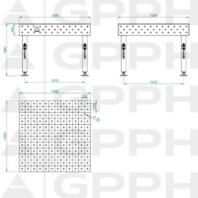 PLUS Stol spawalniczy 1200x1200 GPPH 16 100x100 S TWT PLUS 120x120 WOLSEN2 2