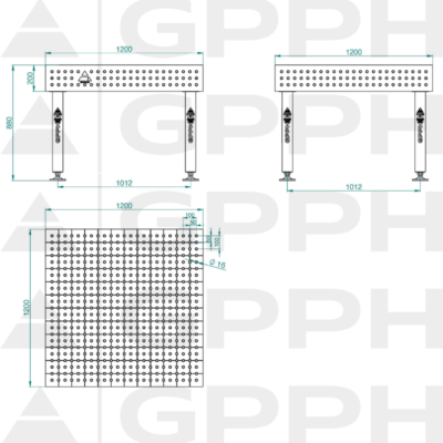 PLUS Stol spawalniczy 1200x1200 GPPH 16 50x50 S TWT PLUS 120x120 WOLSEN2 1