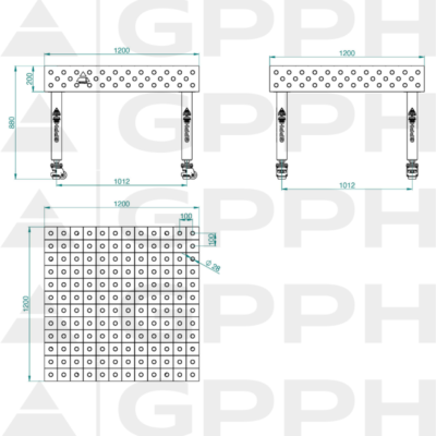 PLUS Stol spawalniczy 1200x1200 GPPH 28 100x100 K TWT PLUS 120x120 WOLSEN2 1