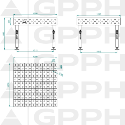 PLUS Stol spawalniczy 1200x1200 GPPH 28 100x100 S TWT PLUS 120x120 WOLSEN2 1