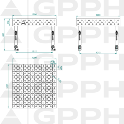 PLUS Stol spawalniczy 1200x1200 GPPH 28 DIAG K TWT PLUS 120x120 WOLSEN2 1