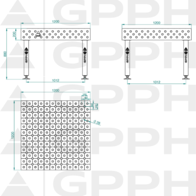 PLUS Stol spawalniczy 1200x1200 GPPH 28 DIAG S TWT PLUS 120x120 WOLSEN2 1