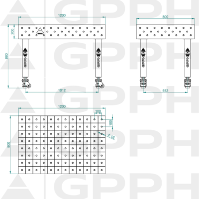 PLUS Stol spawalniczy 1200x800 GPPH 16 100x100 K TWT PLUS 120x80 WOLSEN2 1