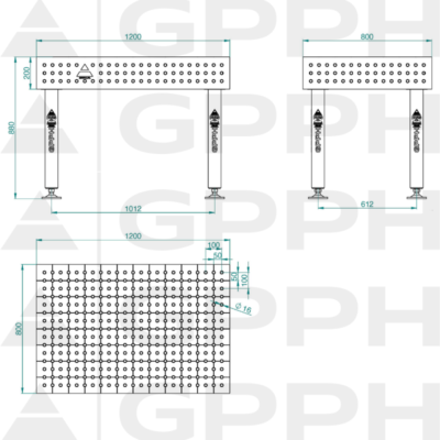 PLUS Stol spawalniczy 1200x800 GPPH 16 50x50 S TWT PLUS 120x80 WOLSEN2 1