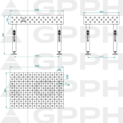 PLUS Stol spawalniczy 1200x800 GPPH 28 100x100 S TWT PLUS 120x80 WOLSEN2 1