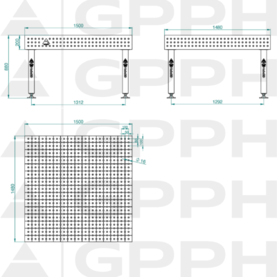 PLUS Stol spawalniczy 1500x1480 GPPH 16 50x50 S TWT PLUS 150x148 WOLSEN2 1