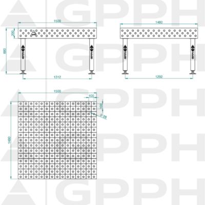 PLUS Stol spawalniczy 1500x1480 GPPH 28 100x100 S TWT PLUS 150x148 WOLSEN2 1