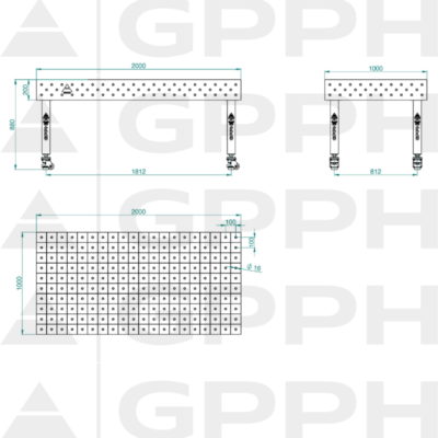 PLUS Stol spawalniczy 2000x1000 GPPH 16 100x100 K TWT PLUS 200x100 WOLSEN2 1