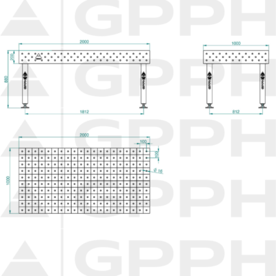 PLUS Stol spawalniczy 2000x1000 GPPH 16 100x100 S TWT PLUS 200x100 WOLSEN2 1