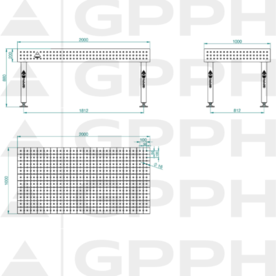 PLUS Stol spawalniczy 2000x1000 GPPH 16 50x50 S TWT PLUS 200x100 WOLSEN2 1