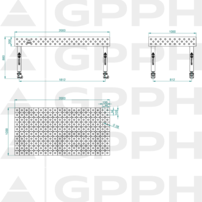 PLUS Stol spawalniczy 2000x1000 GPPH 28 DIAG K TWT PLUS 200x100 WOLSEN2 1