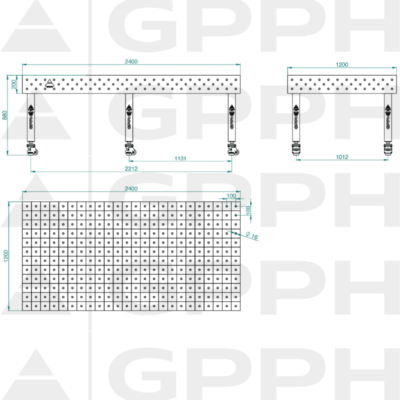 PLUS Stol spawalniczy 2400x1200 GPPH 16 100x100 K TWT PLUS 240x120 WOLSEN2 1