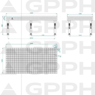 PLUS Stół spawalniczy 2400x1200 GPPH 16 50x50 S TWT PLUS 240x120 WOLSEN2