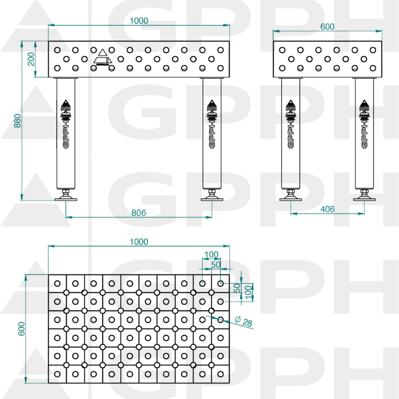PRO_INOX_Stół spawalniczy_1000x600_GPPH_28_DIAG_S_INOX_PRO_100x60_WOLSEN2