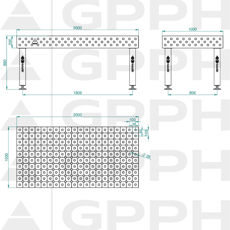 PRO_INOX_Stół spawalniczy_2000x1000_GPPH_28_DIAG_S_INOX_PRO_200x100_WOLSEN2