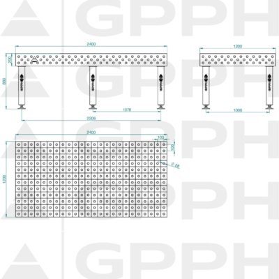 PRO INOX Stół spawalniczy 2400x1200 GPPH 28 100x100 S INOX PRO 240x120 WOLSEN2