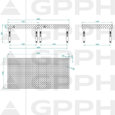 PRO INOX Stół spawalniczy 3000x1480 GPPH 28 100x100 S INOX PRO 300x148 WOLSEN2