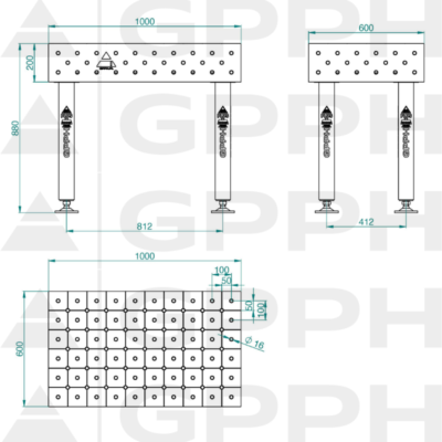 PRO Stol spawalniczy 1000x600 GPPH 16 DIAG S TWT PRO 100x60 WOLSEN2