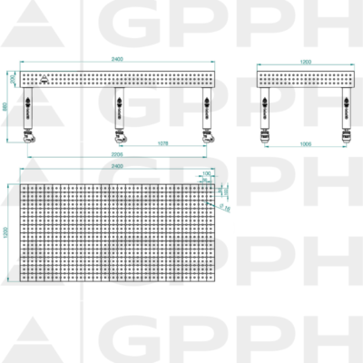 PRO Stol spawalniczy 2400x1200 GPPH 16 50x50 K TWT PRO 240x120 WOLSEN2