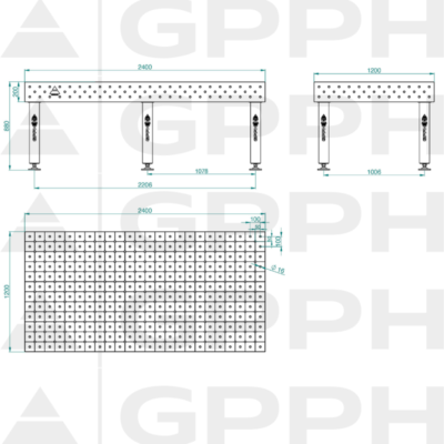 PRO Stol spawalniczy 2400x1200 GPPH 16 DIAG S TWT PRO 240x120 WOLSEN2