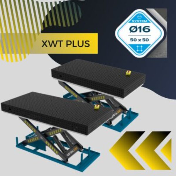 Stoly spawalnicze podnoszone XWT PLUS Blat 12 mm systemem otworow fi 16 mm w siatce 50x50 Wolsen 1