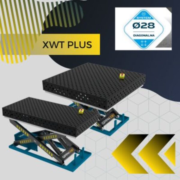 Stoly spawalnicze podnoszone XWT PLUS Blat 12 mm systemem otworow fi 28 mm w siatce diagonalnej Wolsen