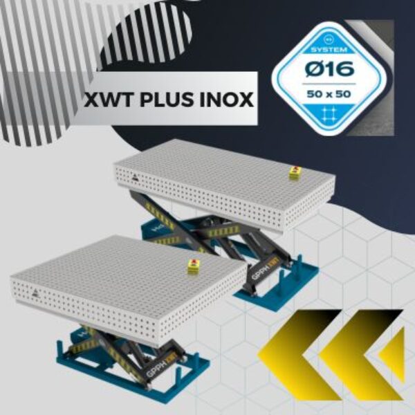 Stoly spawalnicze podnoszone XWT PLUS INOX Blat 12 mm systemem otworow fi 16 mm w siatce 50x50 1